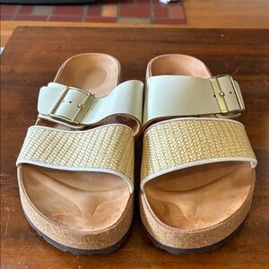 Birkenstock Cream and Tan Women's Sandals